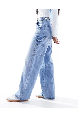 Stradivarius Carpenter jeans with adjustable waist in light wash