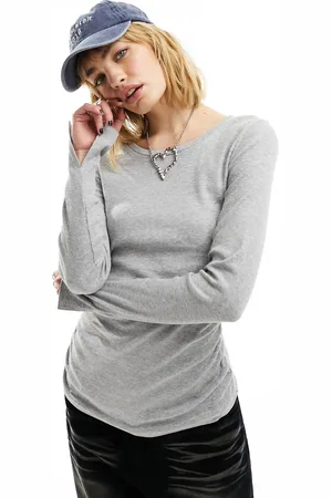 Monki Long sleeve fitted top in melange