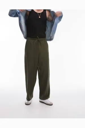 Topman Wide leg pin stripe pants in Khaki