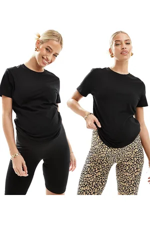 Mama;licious Mamalicious 2 pack over the bump legging shorts in black and leopard