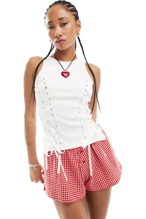 Basic Pleasure Mode Lace up tank top in ecru