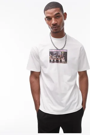 Topman Extreme oversized fit t-shirt with photographic shop print in ecru