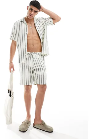 SELECTED Textured short set in stripe
