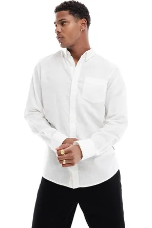 French Connection Linen long sleeve smart shirt in