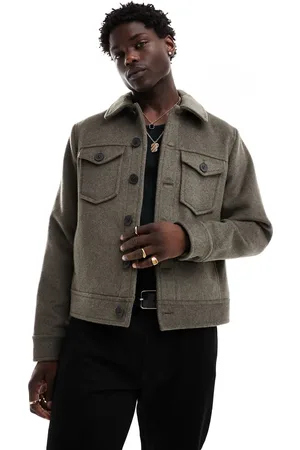River Island Studio premium wool jacket in dark gray
