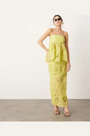 ASOS Floral cornelli column midi skirt in lime - part of a set