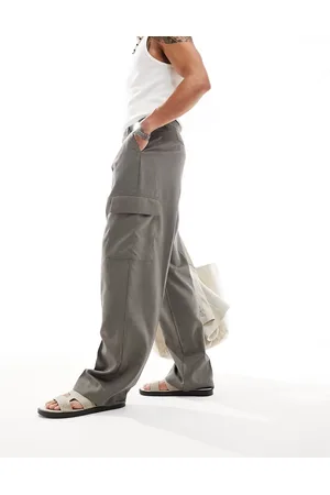 ASOS Smart wide leg cargo pants in microtexture