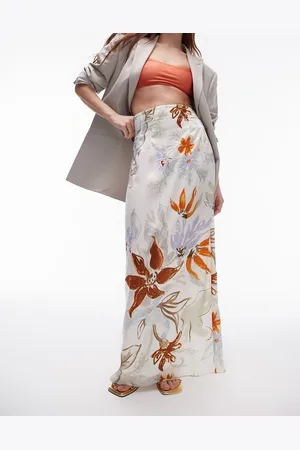 Topshop Super high waist maxi skirt in tropical floral print