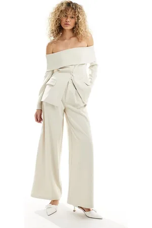 Extro & Vert Tailored high rise button detail pants in beige - part of a set