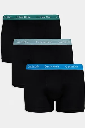 Calvin Klein Plus cotton stretch trunks 3 pack in with colored waistband