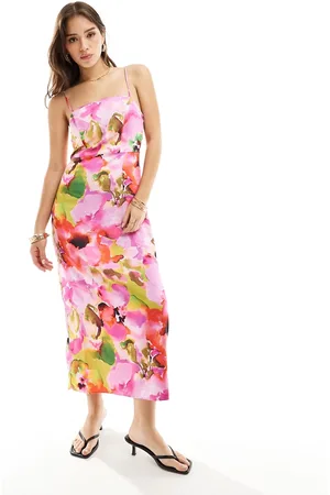 Y.A.S Satin midi dress in floral