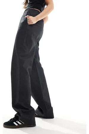 Noisy May Ruched waist pants in dark gray