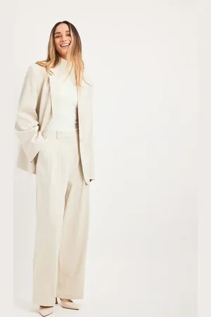 NA-KD Wide sleeve blazer in sand - part of a set