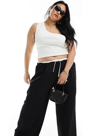 Extro & Vert Plus Drawstring tailored pants in black and white