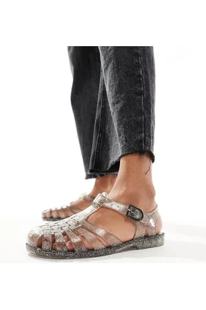 London Rebel Flat jelly shoes in glitter
