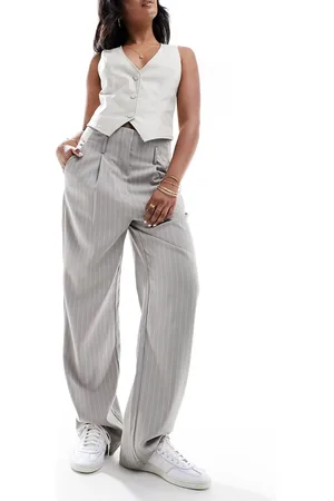 VERO MODA Tailored high rise relaxed straight leg pants with belt loop detail in pinstripe