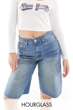 ASOS Hourglass baggy longline denim jorts in midwash