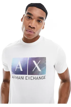 Armani Exchange Chest box logo T-shirt in off