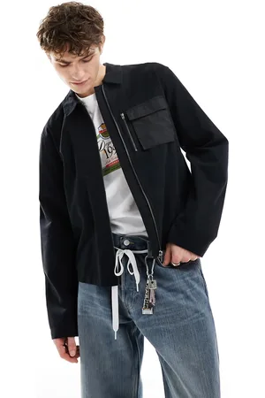 COLLUSION Cotton nylon mix zip up shirt in