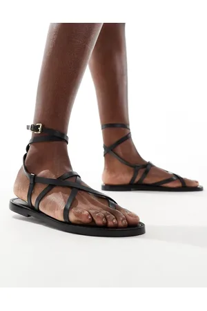 Stradivarius Leather strappy sandals in