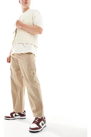 SELECTED Wide barrel fit cargo pants in beige
