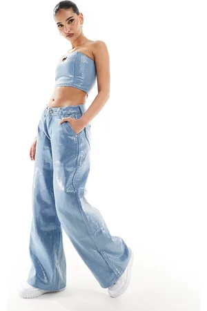 Liquor N Poker Mid rise baggy jeans with sequins in - part of a set