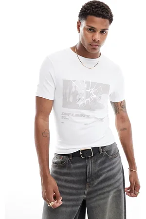 ASOS Muscle fit t-shirt in with shattered front print