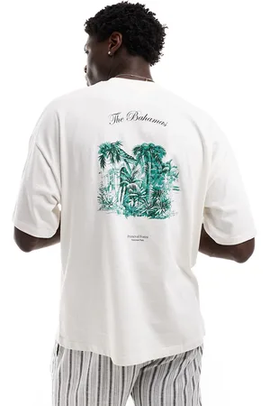 SELECTED Oversized t-shirt with bahamas backprint in cream