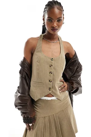Reclaimed Vest in brown pinstripe