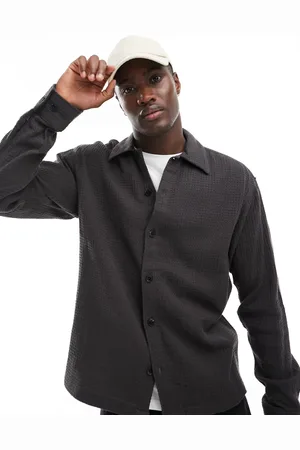 JACK & JONES Premium oversized waffle long sleeve shirt in