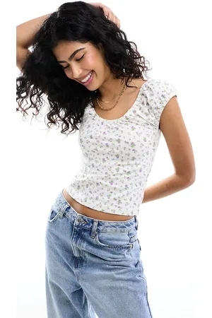 ASOS Puff sleeve sun top in ditsy floral
