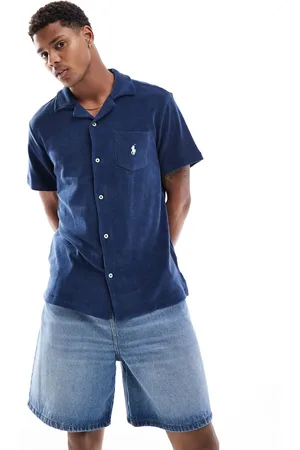 Ralph Lauren Icon logo pocket short sleeve lightweight cotton terry revere collar shirt in
