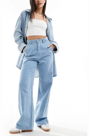 ONLY Hope high rise wide leg boucle jeans in light