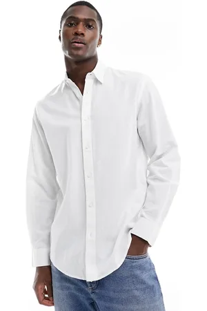SELECTED Long sleeve linen mix shirt in