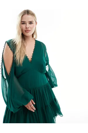 ASOS ASOS DESIGN Curve cold shoulder tiered mini dress with lace insert in