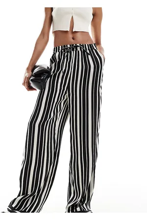 ONLY Wide leg pants in black and white stripe