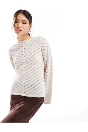 NA-KD Laddered knit sweater in off