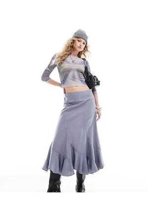 Reclaimed Midi skirt with paneling and buckle waist