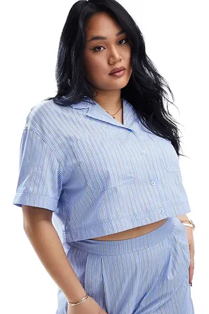 Extro & Vert Plus Short sleeve cropped shirt in stripe - part of a set