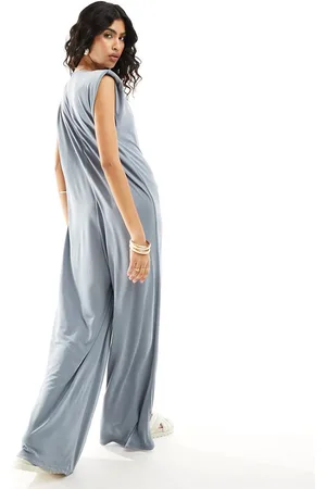 ASOS Premium modal sleeveless oversized jumpsuit with shoulder pads in