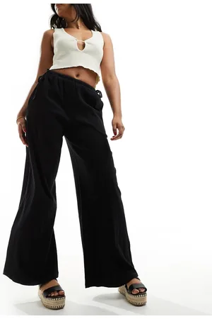ASOS Textured tie side wide leg pants in