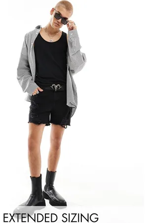 ASOS Short length denim shorts with abrasions in