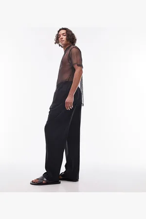 Topman Elastic waist wide leg pants in