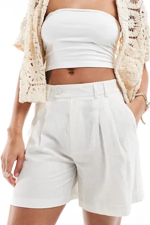 Stradivarius Linen mix bermuda shorts in ecru