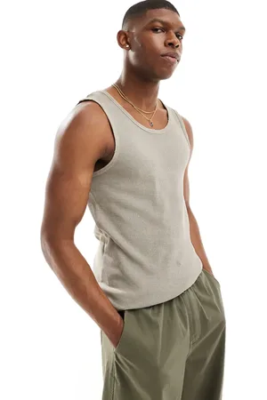 Pull&Bear Ribbed tank top in beige