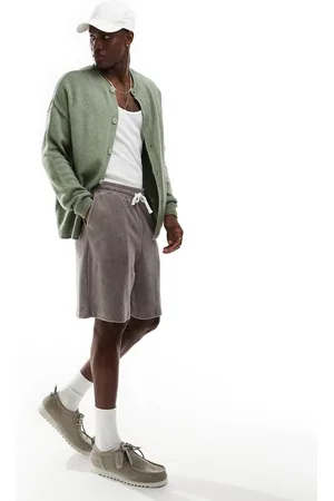 ASOS Oversized ribbed velour shorts in light brown