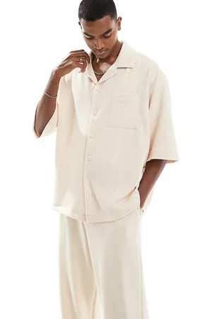 Sixth June Textured short sleeve shirt in beige - part of a set
