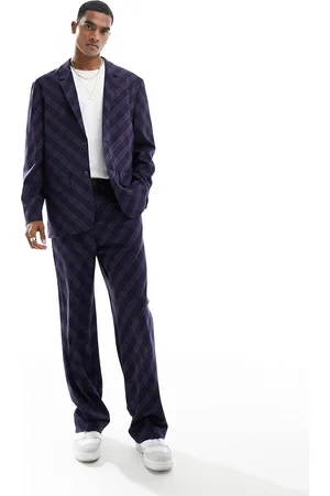 ASOS Wide leg bias cut check suit pants in