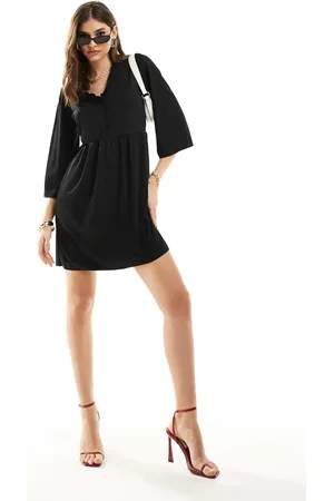 VILA Ribbed t-shirt mini dress with bell sleeves in