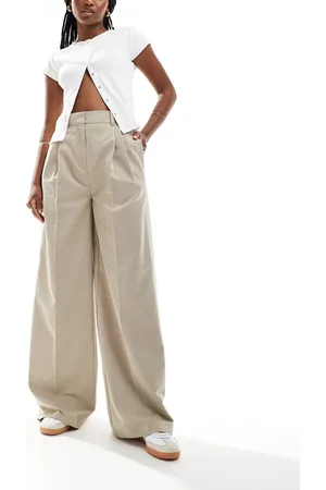ASOS Buckle waist detail pants in beige